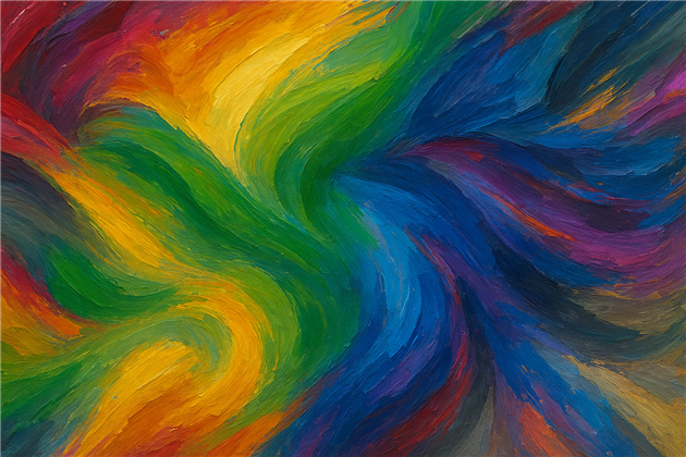 An abstract painting of the Todoist color palette