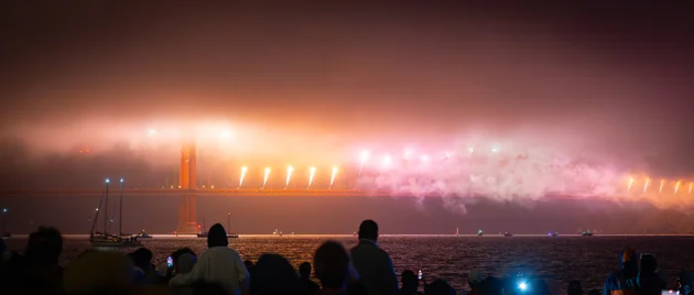 Fireworks on the Golden Gate Bridge