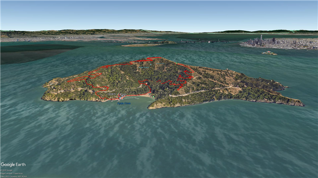 Sunset trail to Mt. Livermore to North Ridge trail loop on Angel Island