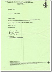 Thank you for sending in your programme proposal "CAM OF FORTUNE". Unfortunately we are unable to take your idea any further. Best of luck with it...